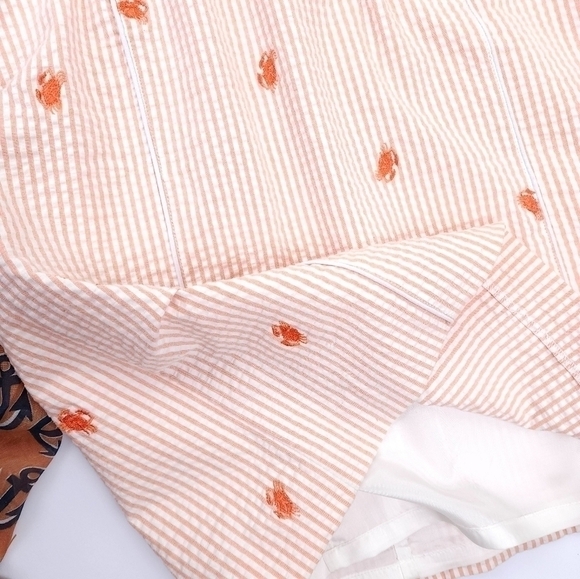 Bushwhacker Peach White Stripe Crab Seersucker Dress Sz 10 - Picture 5 of 14